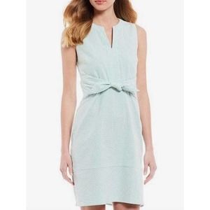 Cremieux Stripe Seersucker Sleeveless Mini Dress Stretch Green White Size 6